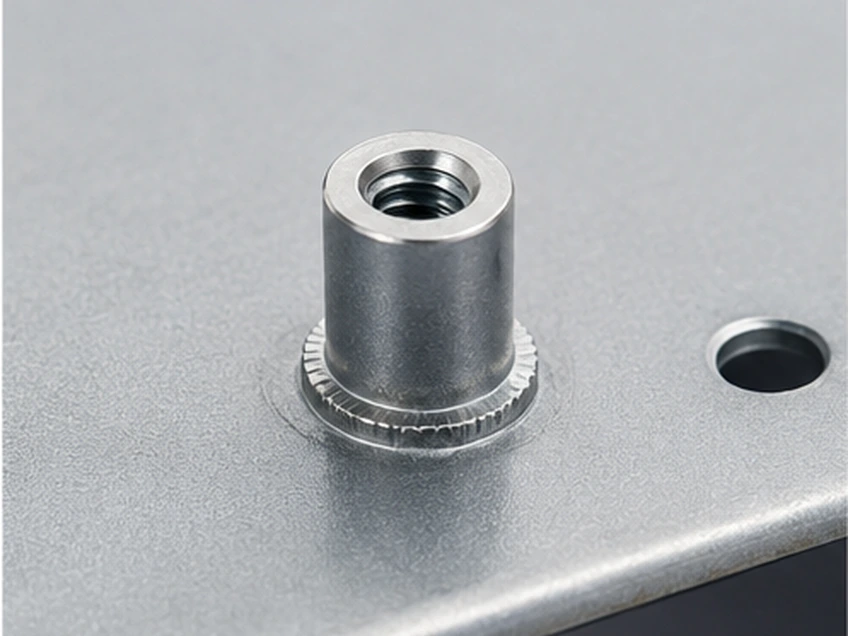 Self-clinching standoff pressed into sheet metal