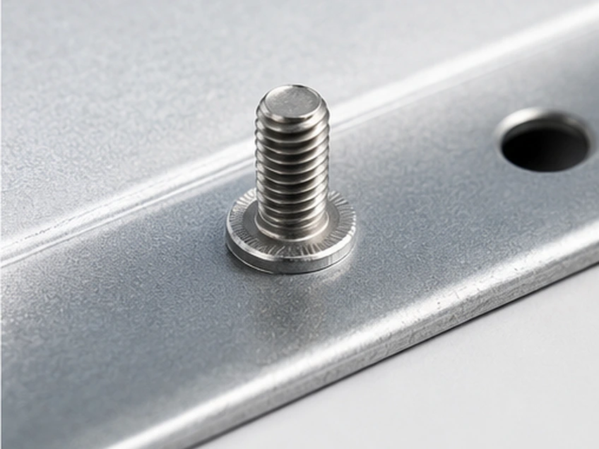 Self-clinching stud inserted into sheet metal